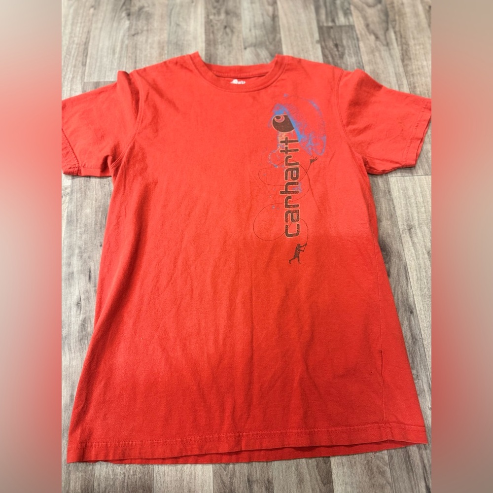 Vintage Rare Men’s Carhartt T Shirt‎ Size Small Fishing with Carhartt Spell Out